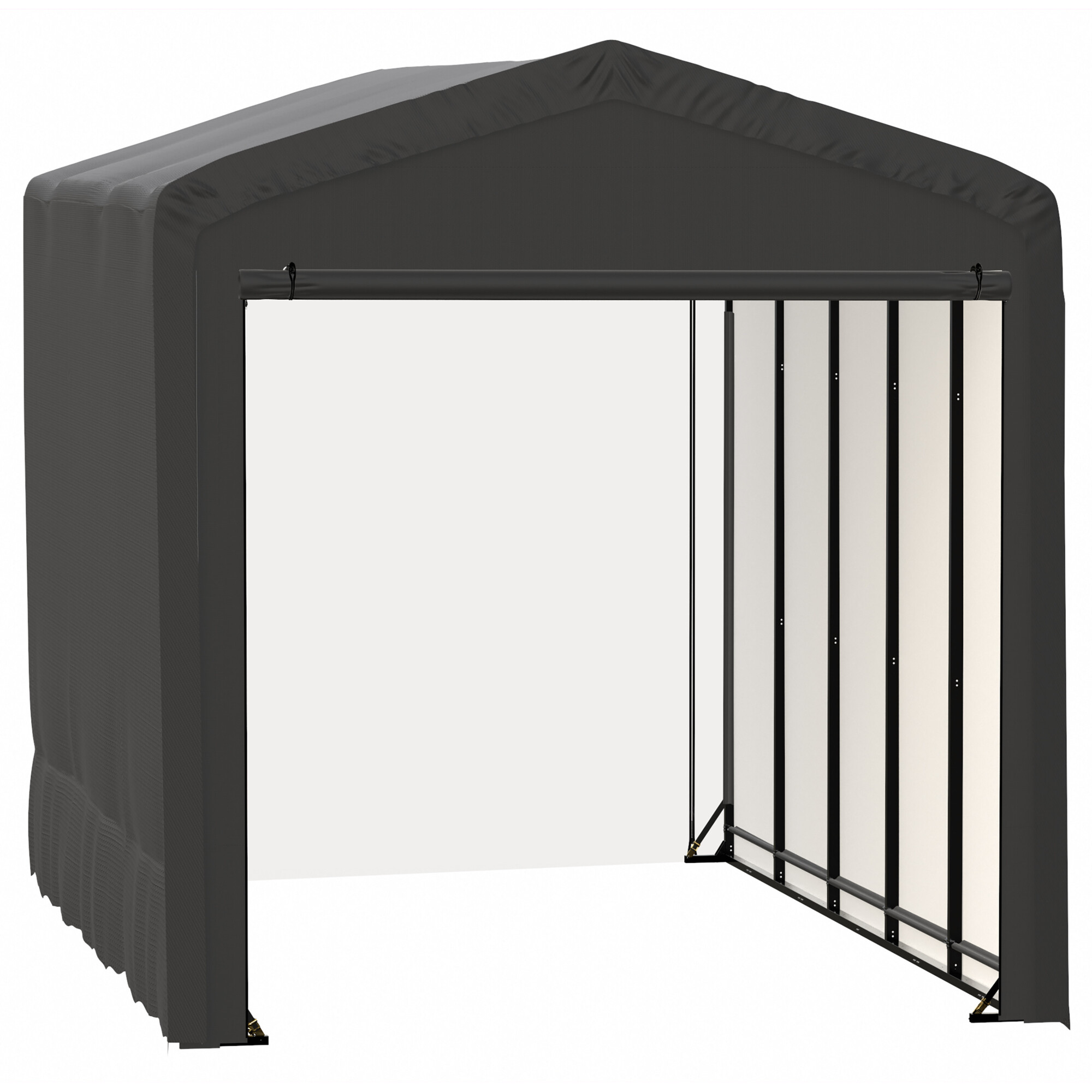 ShelterLogic ShelterTube Wind and Snow Rated Garage - 14ft. x 23ft. x 16ft., Industrial-Strength Steel Frame, Waterproof Fabric, Gray, Model# SQAACC0103C01402316